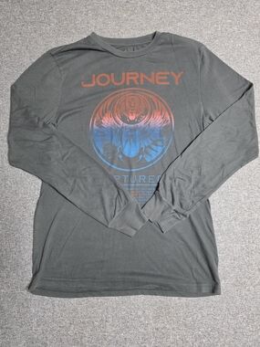 Graphic Long-Sleeve Tee - Charcoal with Red & Blue Print